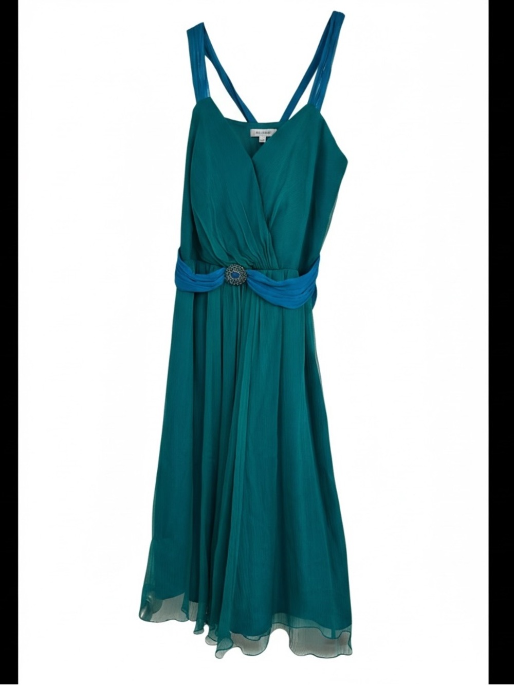 Laundry By Shelli Segal Teal Backless Boho Dress Size 6